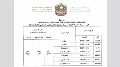 جدول الفصل الاول الصف الحادى عشر متقدم