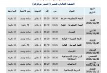 جدول اختبارات نهاية الفصل الدراسى الاول لمدارس التعليم العام لعام الدراسى 2016 - 2017 للصف الثانى عشر (اختبار مركزى)