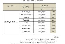 جدول الصف الثانى عشر الفصل الثالث المسار العام